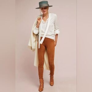 Anthropologie Burgundy Faux Suede Skinny Pants